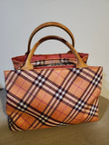 Burberry Blue Label Nova Check Orange Zip Top Tote