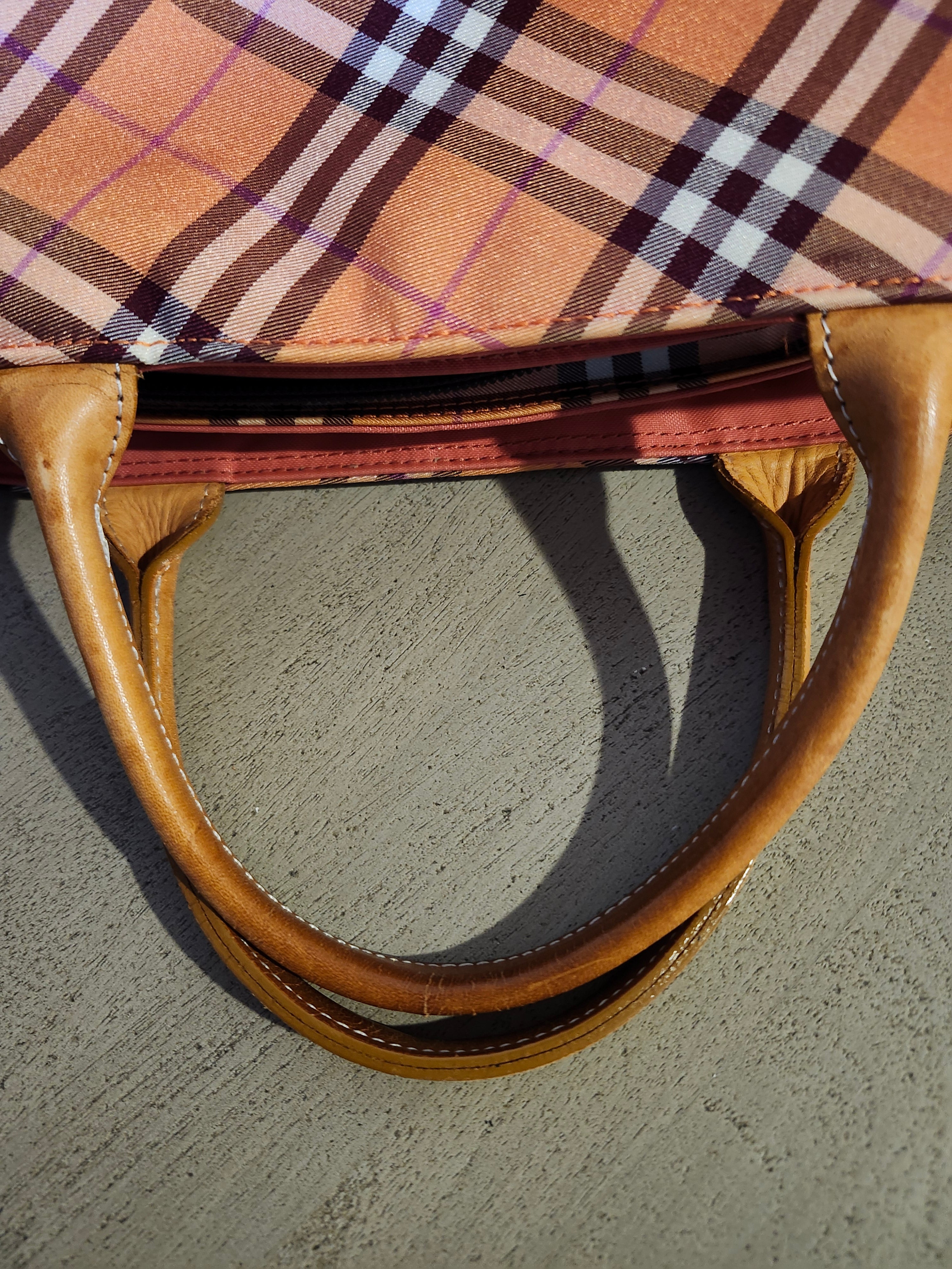 Burberry Blue Label Nova Check Orange Zip Top Tote