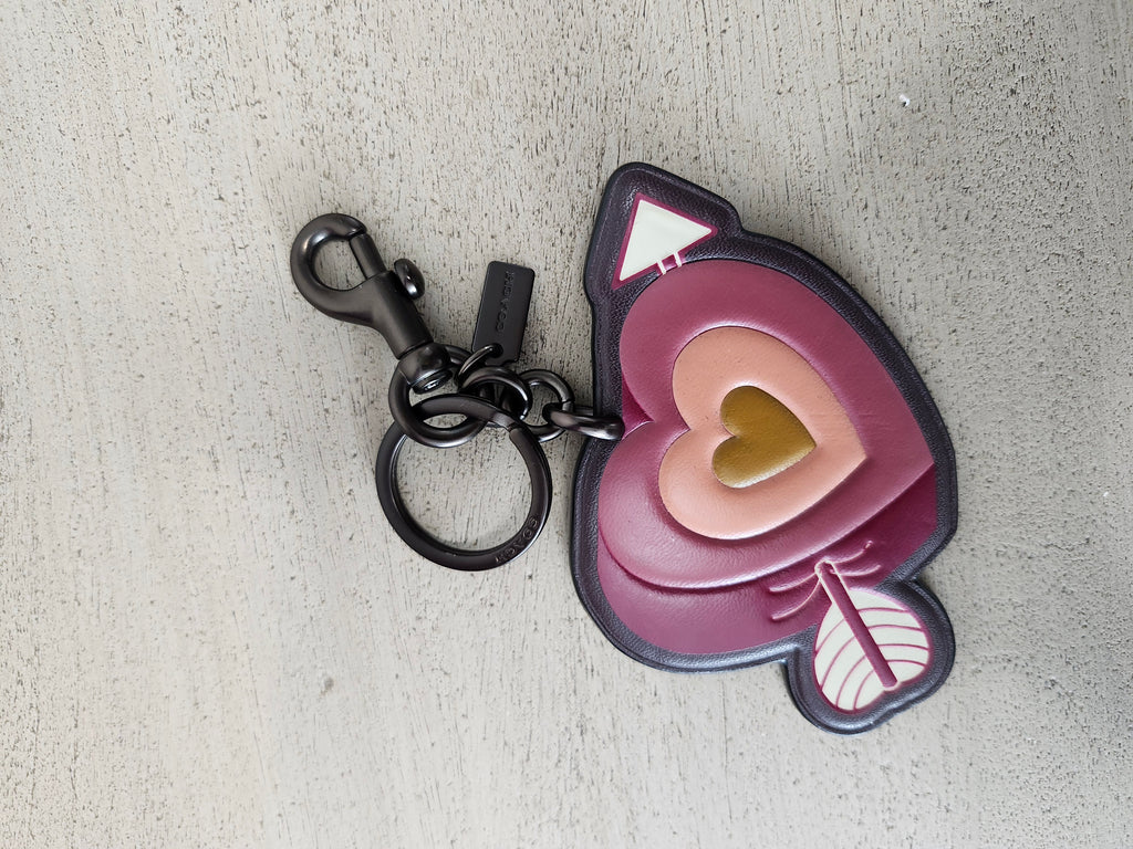 Coach Leather Heart Bach Charm or Keyring