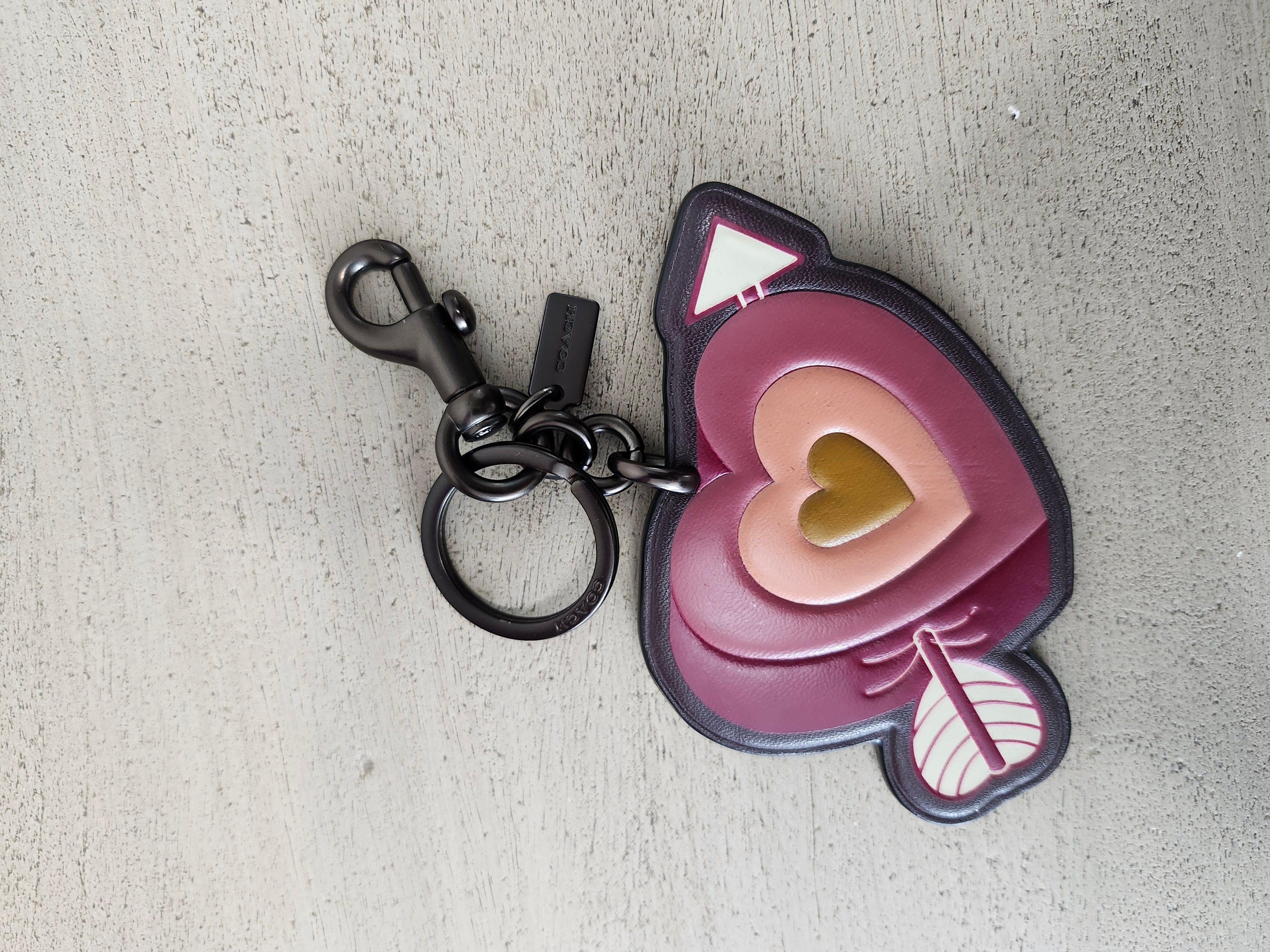 Coach Leather Heart Bach Charm or Keyring