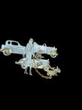 Brooch Pin Lady Dog Antique Cars