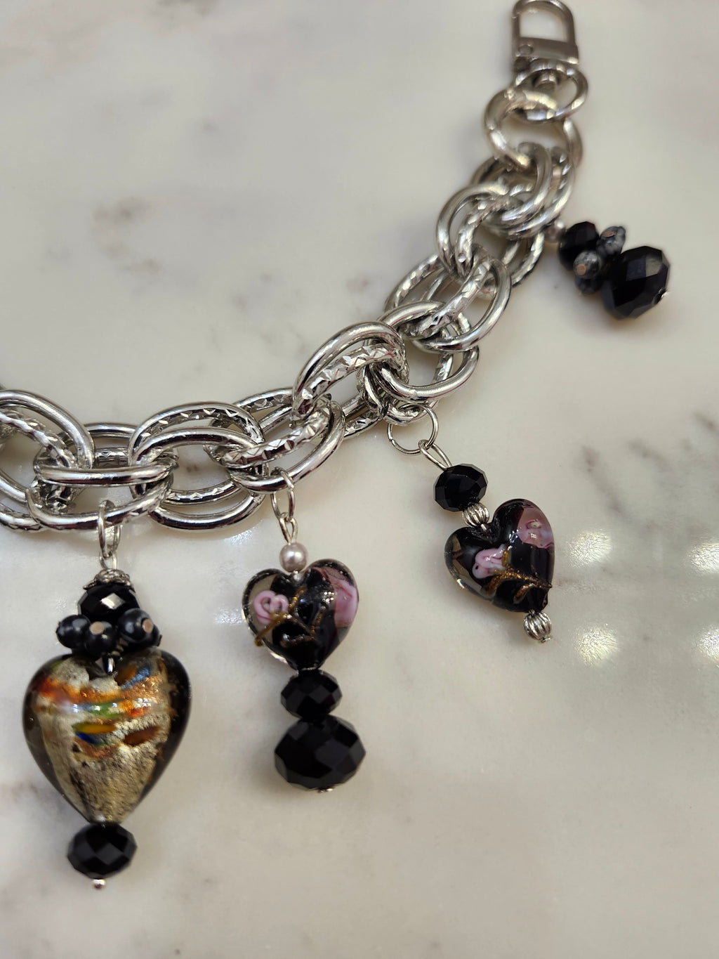 Murano Glass Heart Chain