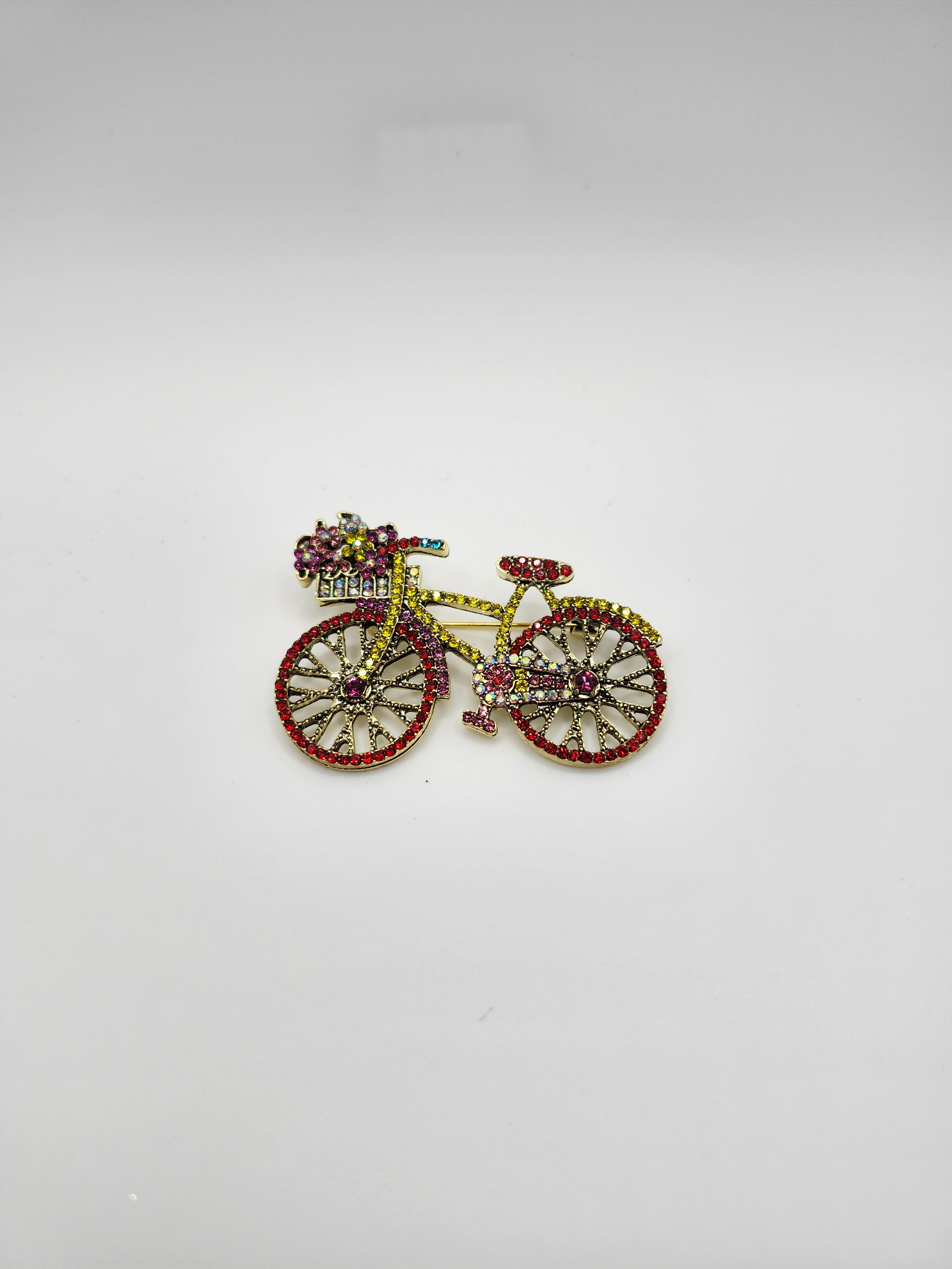 Bicycle Crystal Brooch