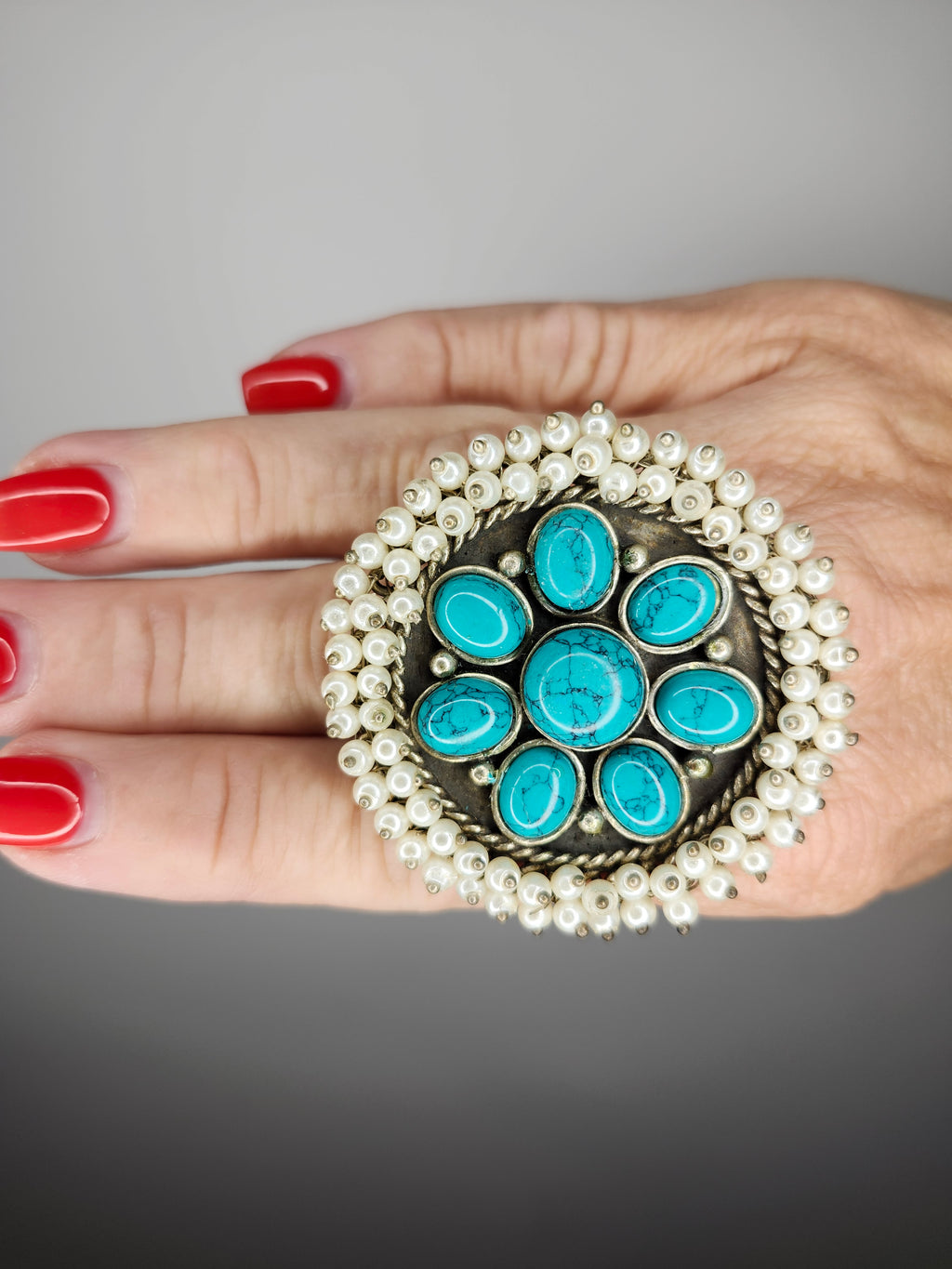 Afghan Turquoise Circle Ring
