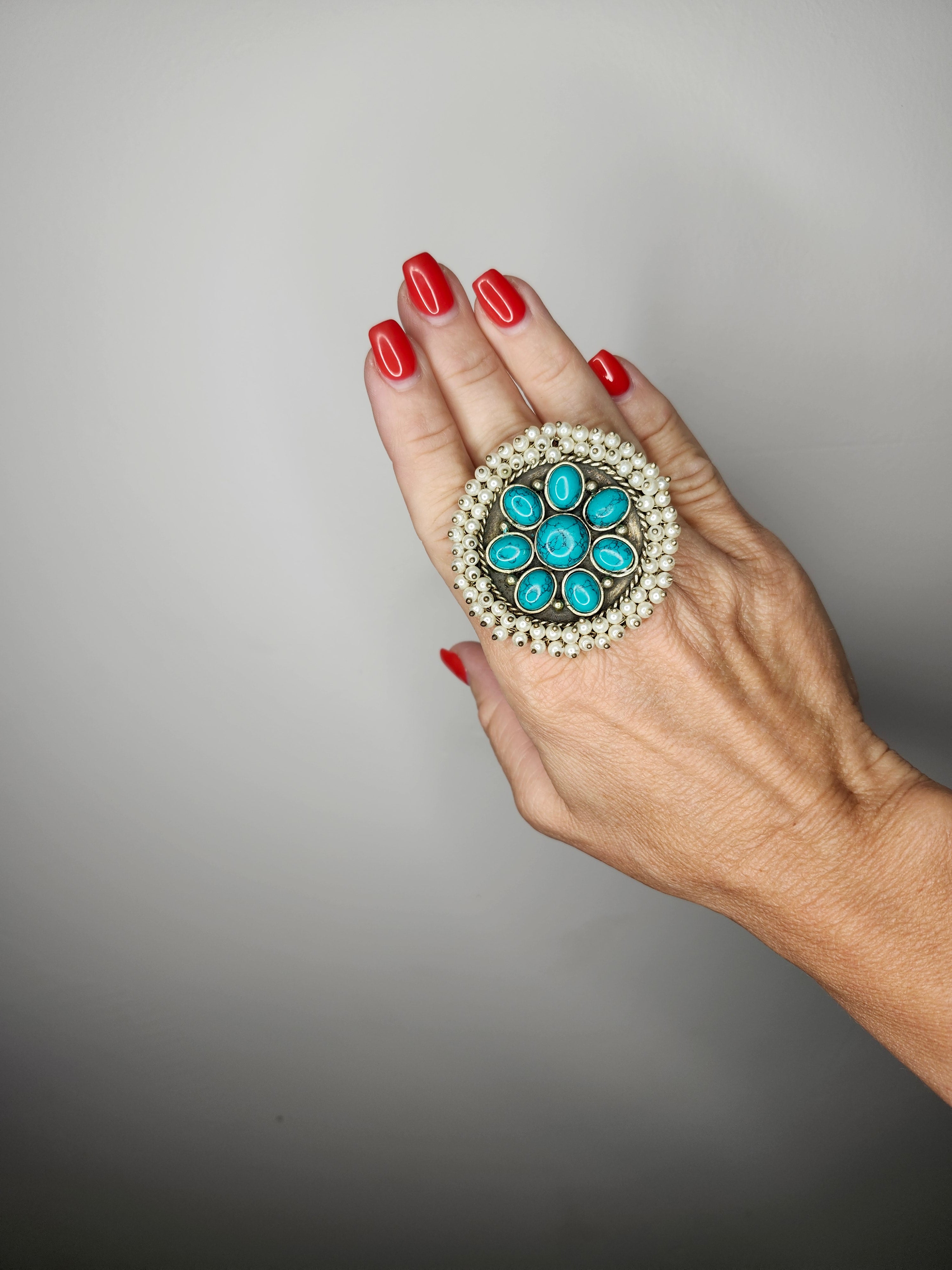 Afghan Turquoise Circle Ring