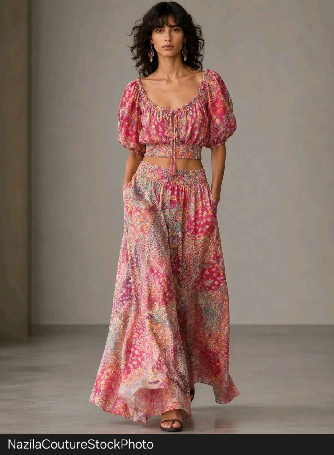 Silk Skirt Set - Pink