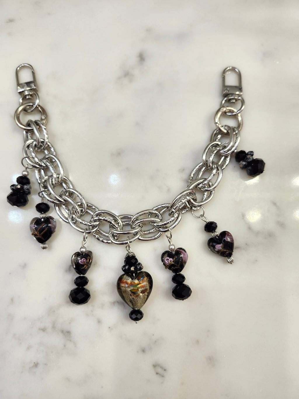 Murano Glass Heart Chain