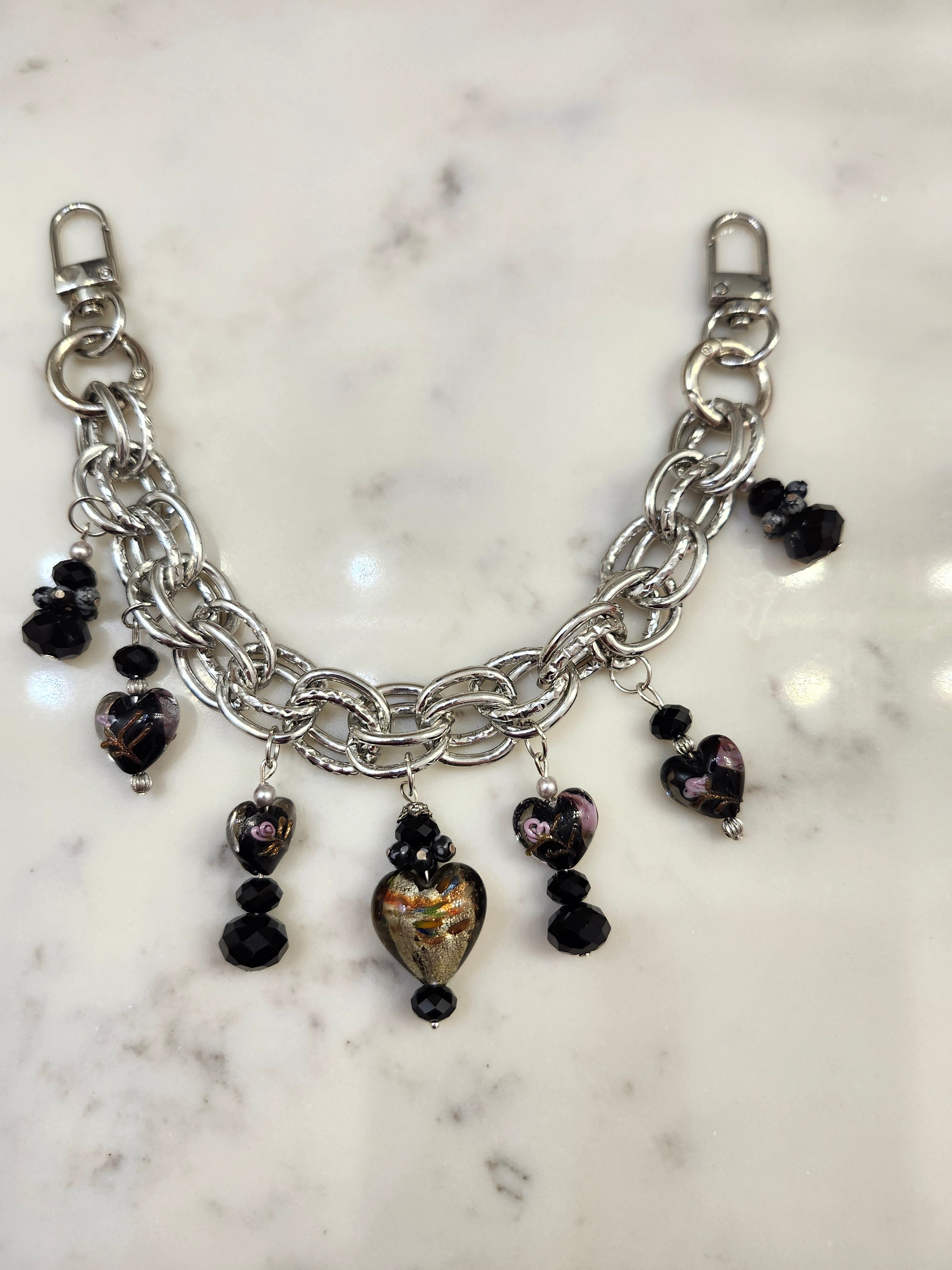 Murano Glass Heart Chain