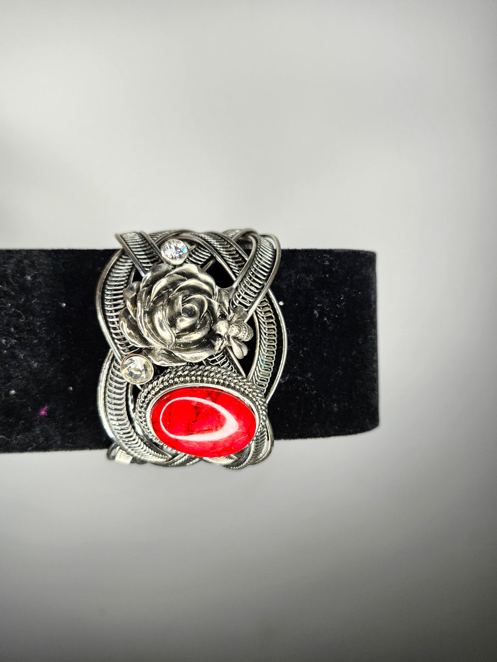 Red Stone Rose Cuff