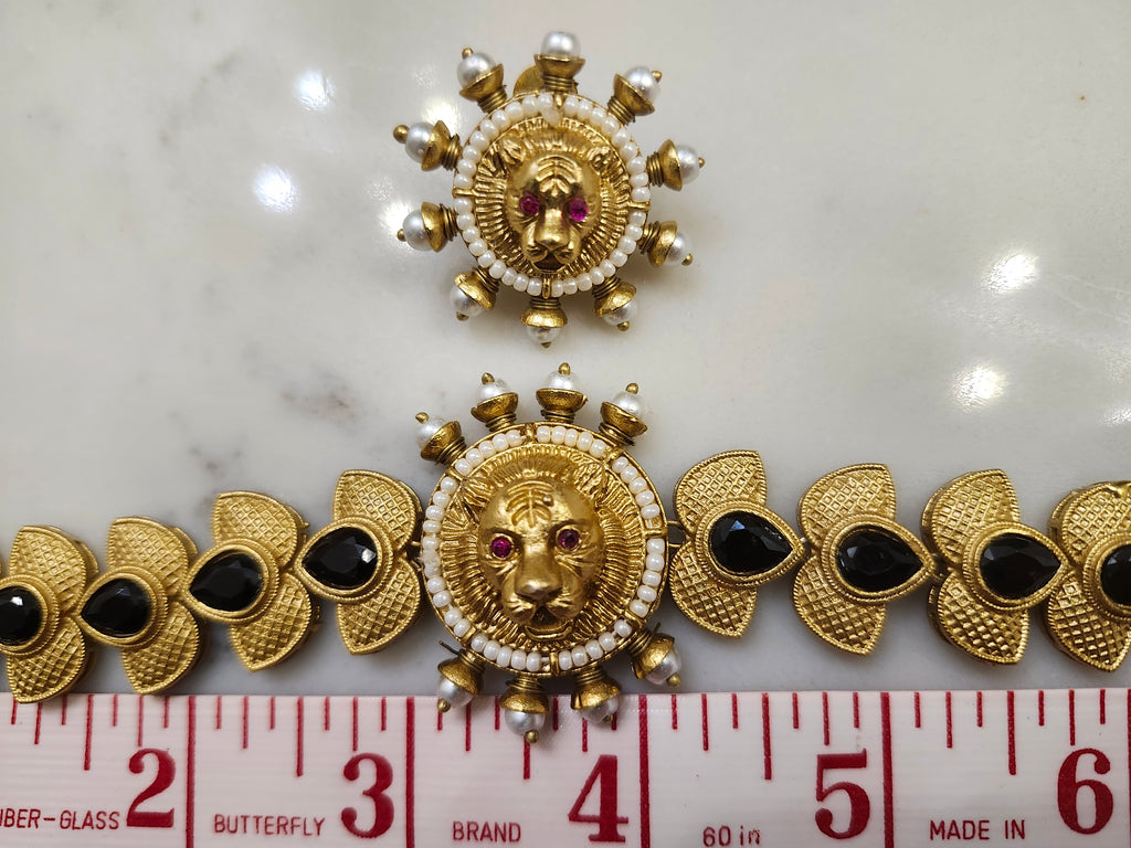 Panther Afghan Earrings and Choker-Length Necklace