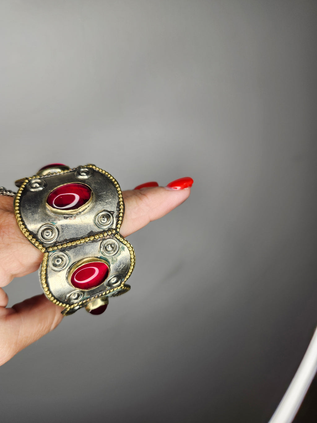 Indian Red Stone Brass Bangle