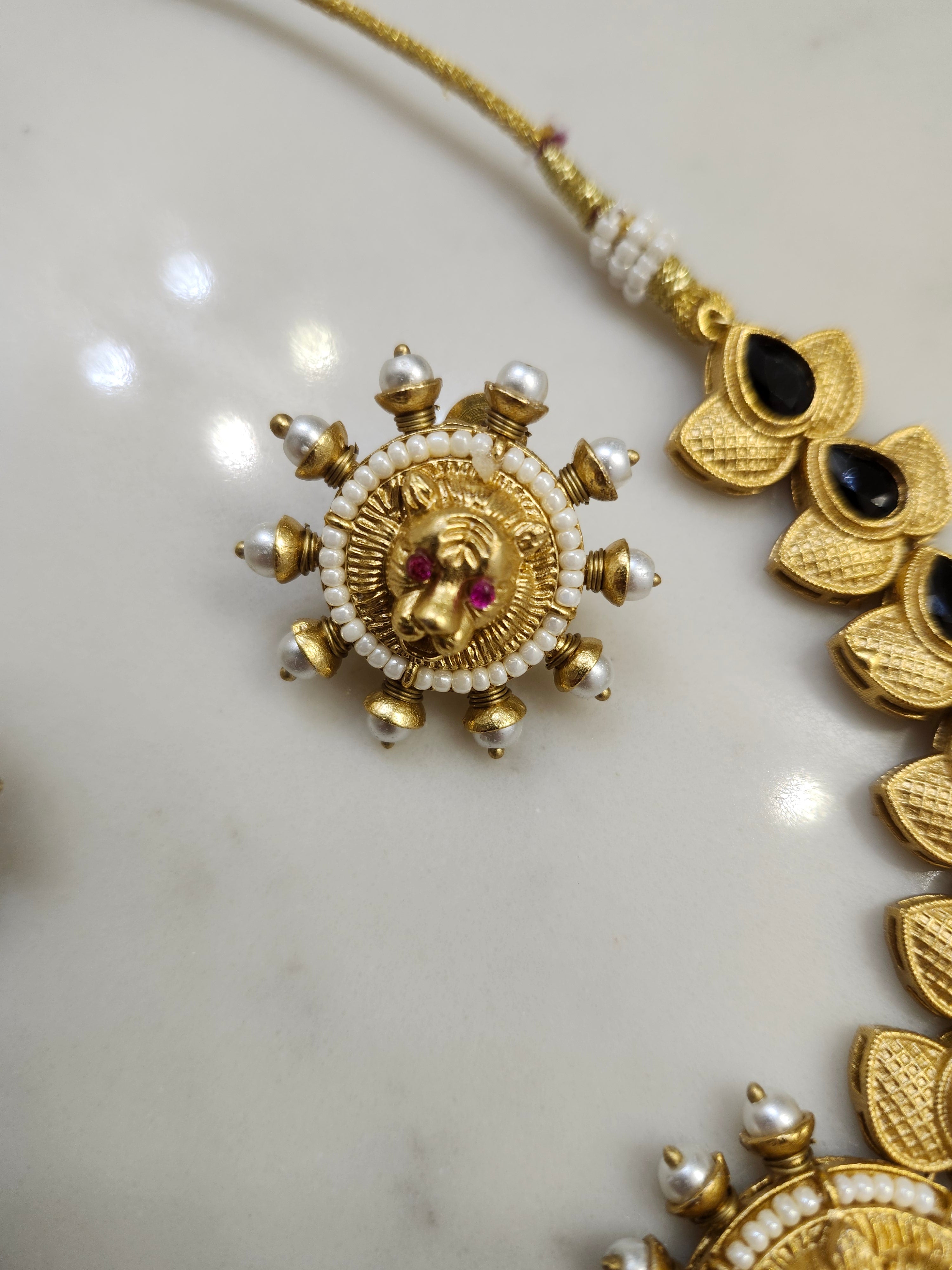 Panther Afghan Earrings and Choker-Length Necklace