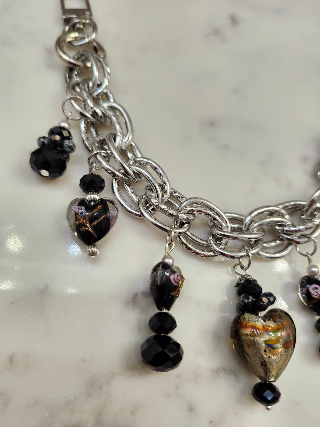 Murano Glass Heart Chain