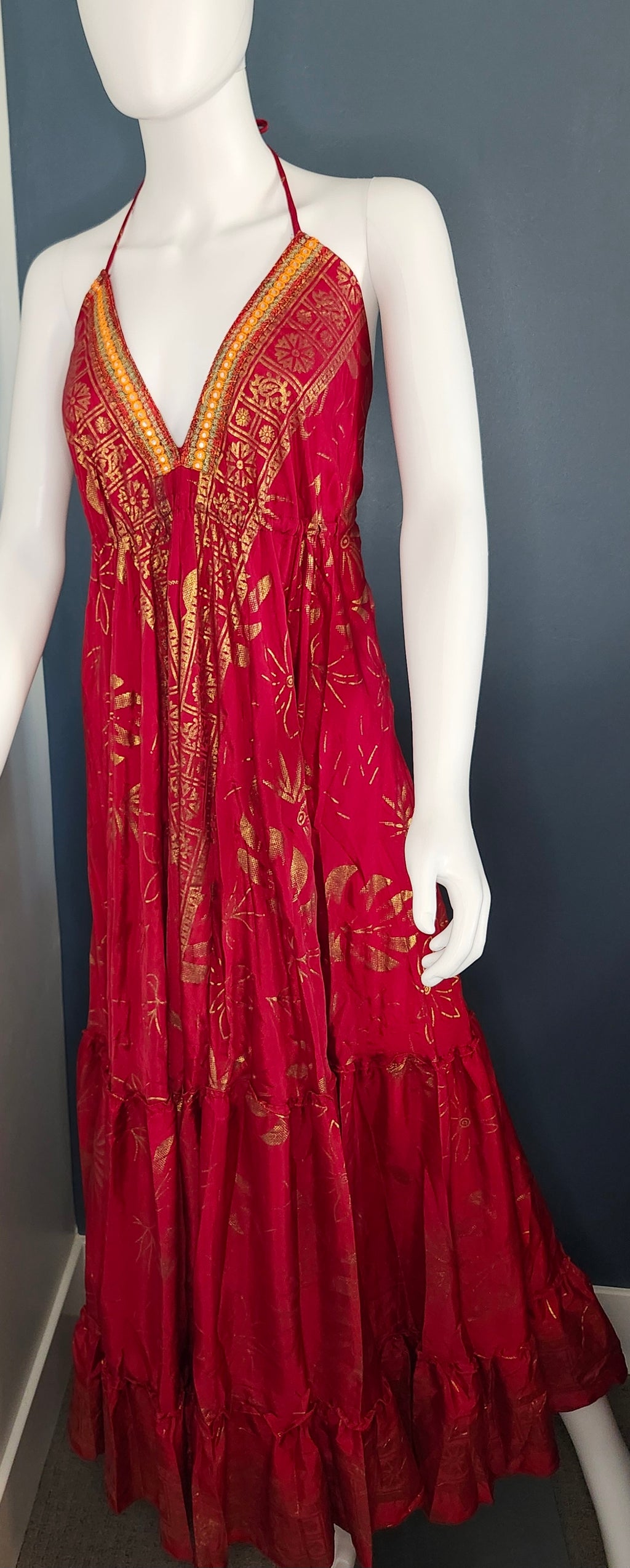 Dress Halter Lace-up Back