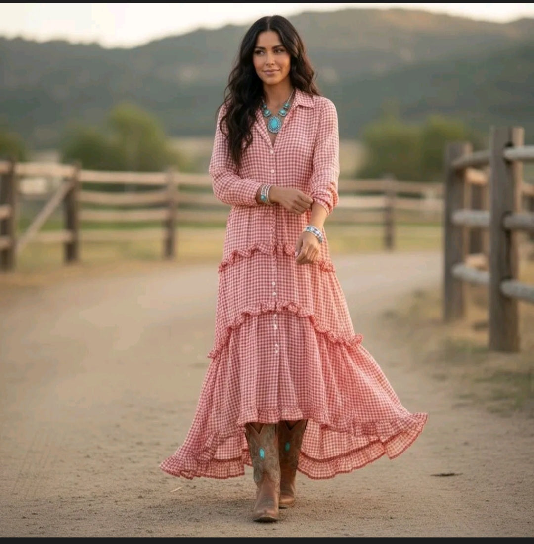 Wedding Dress Sheer Checkered Tier