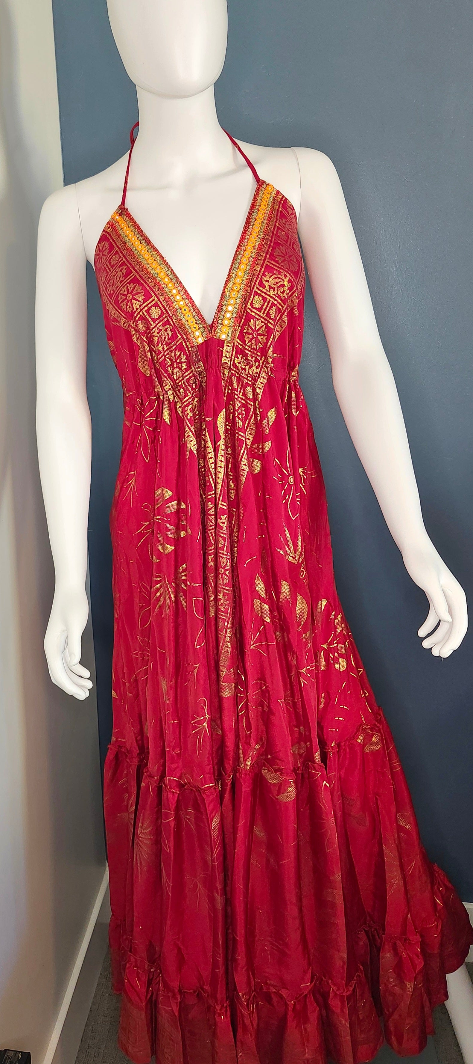 Dress Halter Lace-up Back
