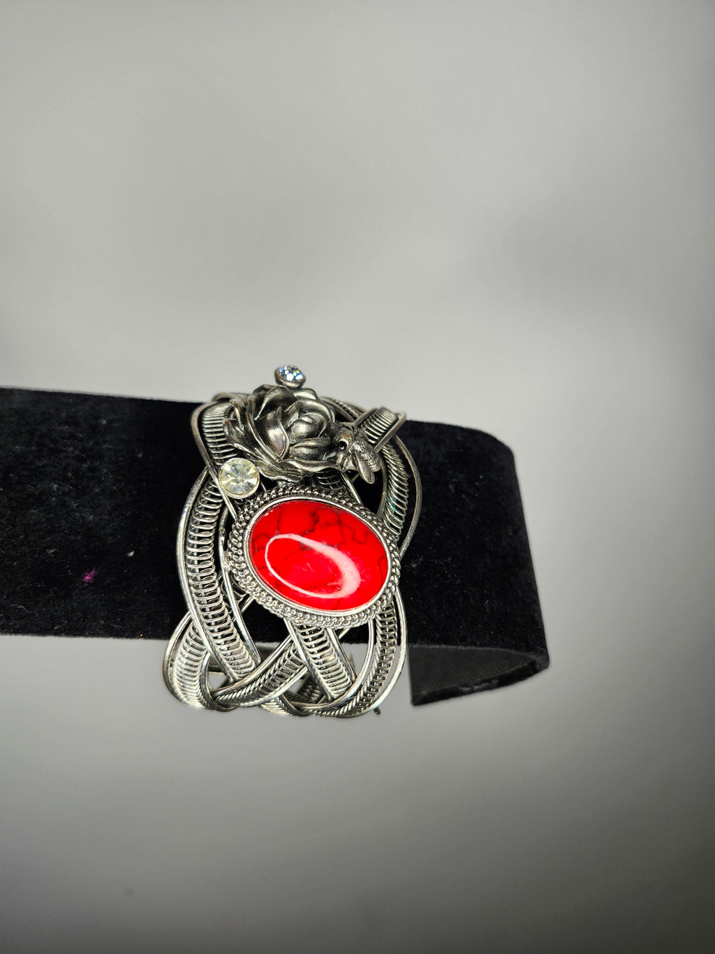 Red Stone Rose Cuff