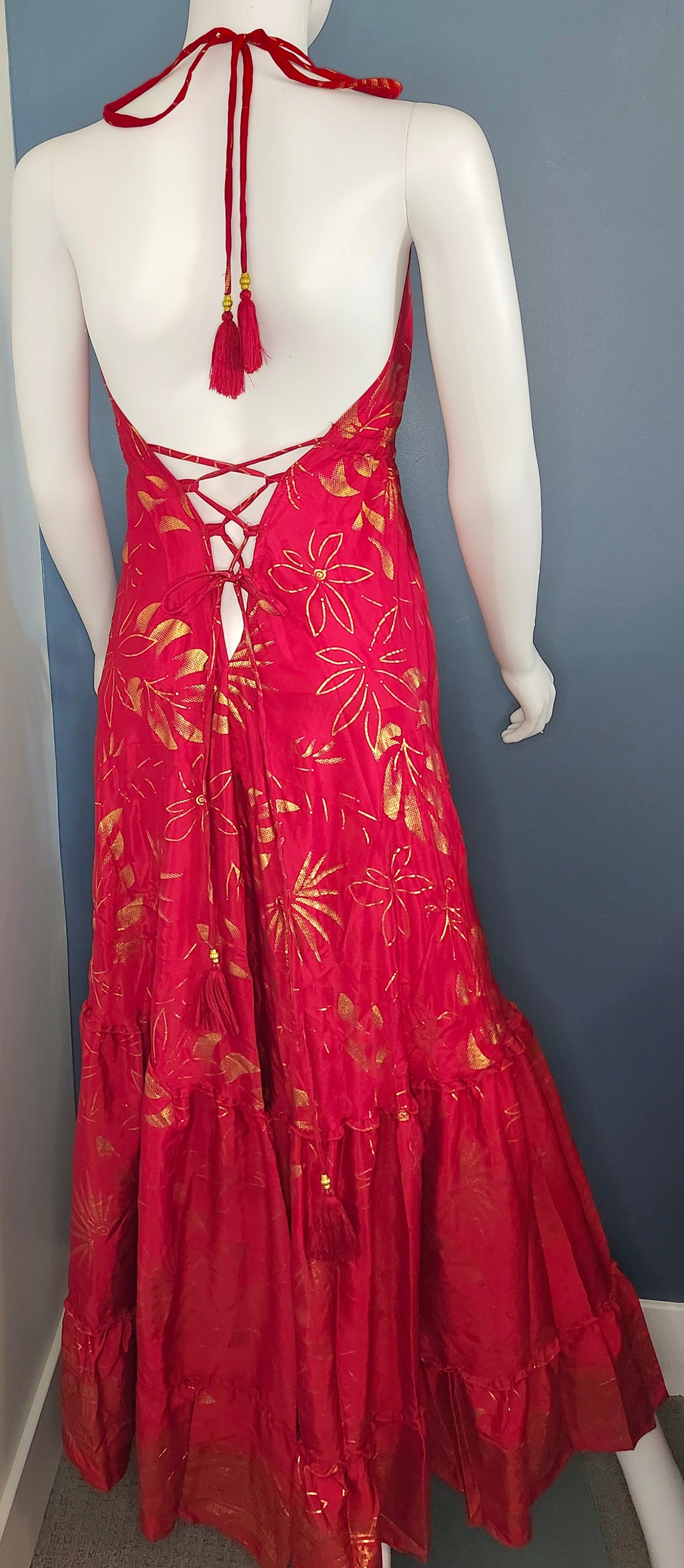 Dress Halter Lace-up Back
