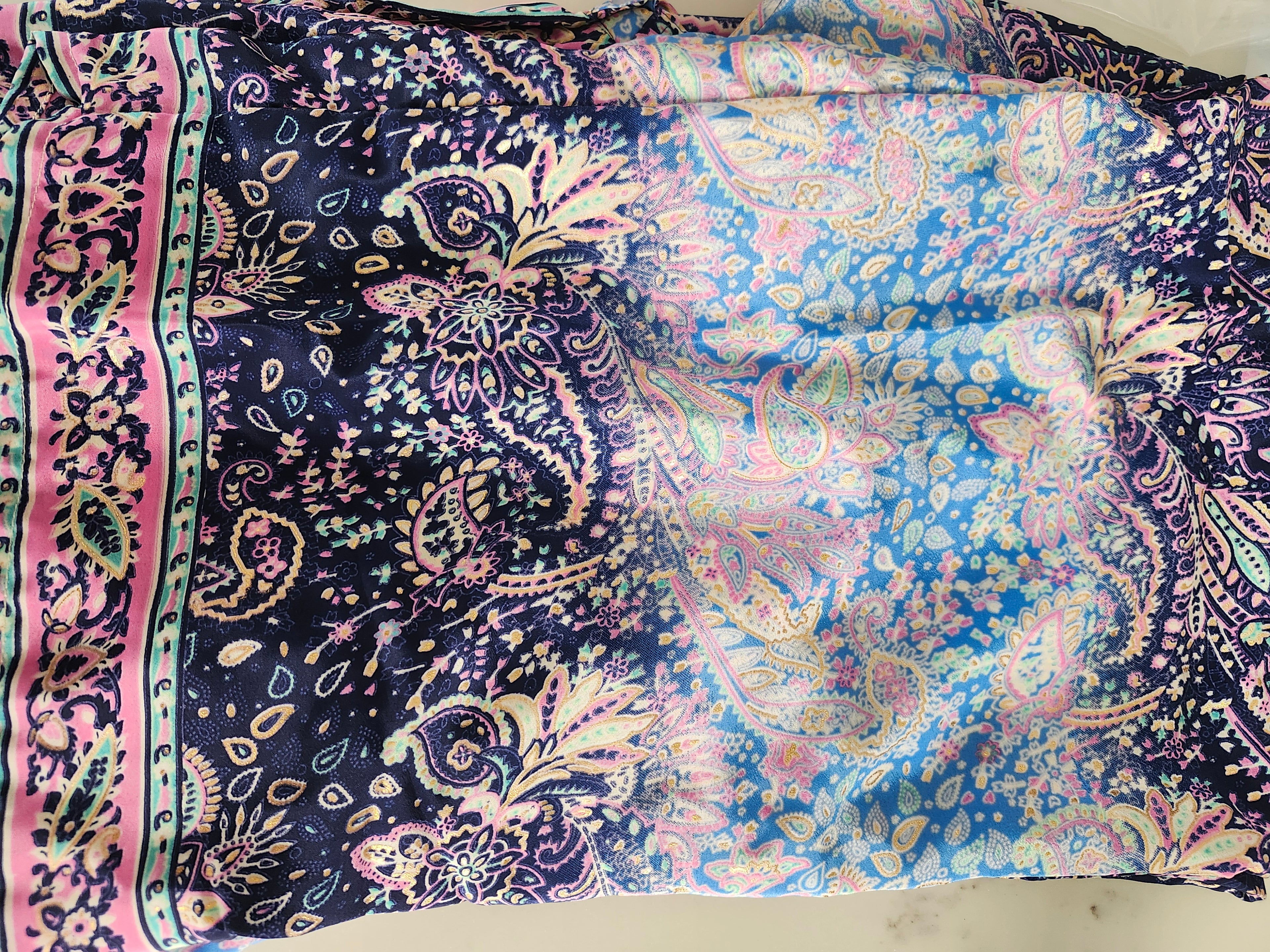 Lounge Set Silk - Navy Pink
