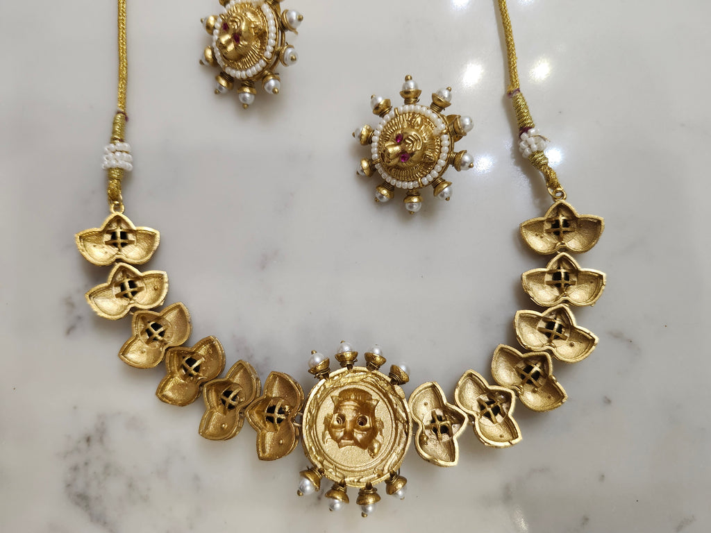 Panther Afghan Earrings and Choker-Length Necklace