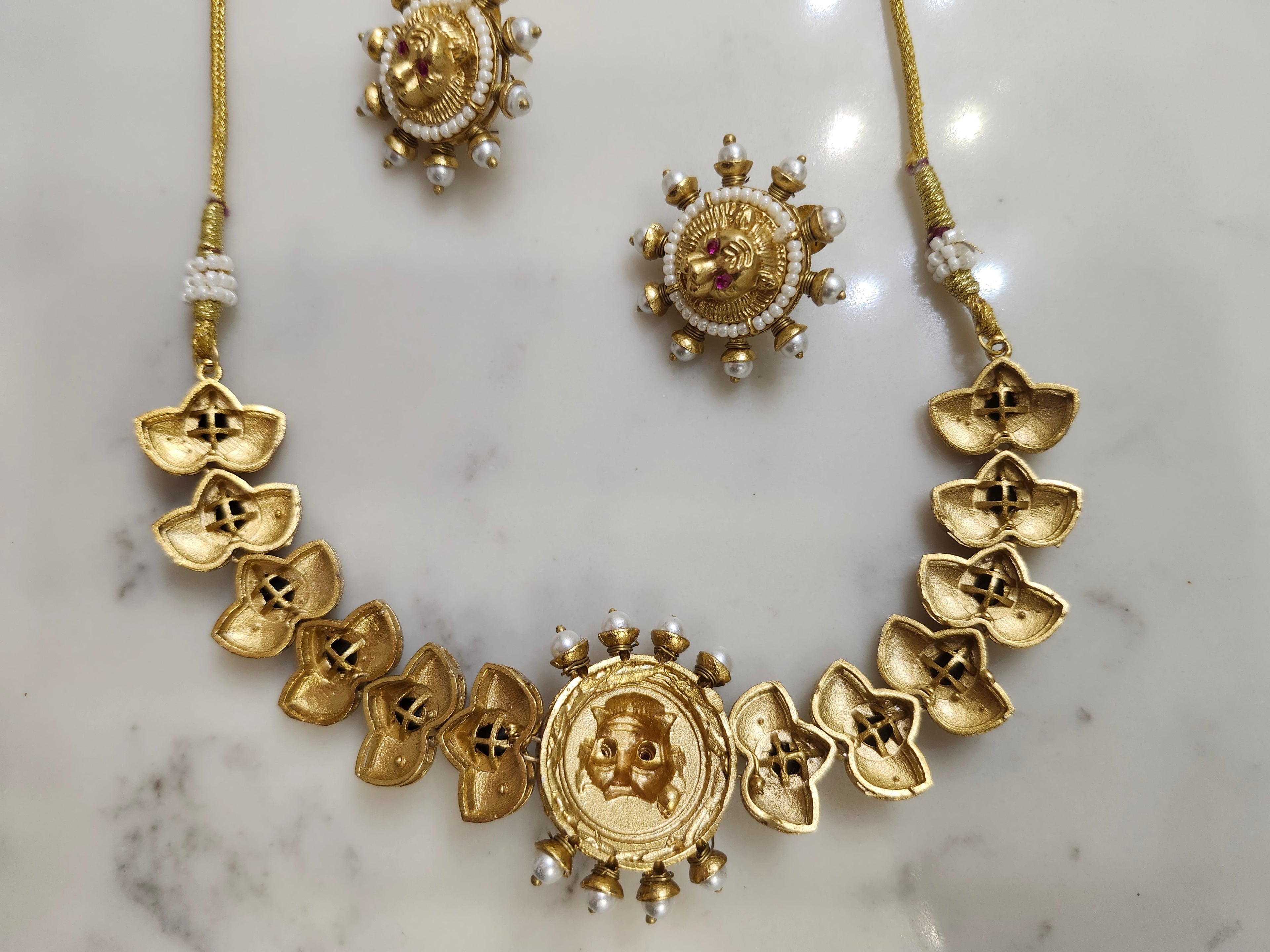 Panther Afghan Earrings and Choker-Length Necklace