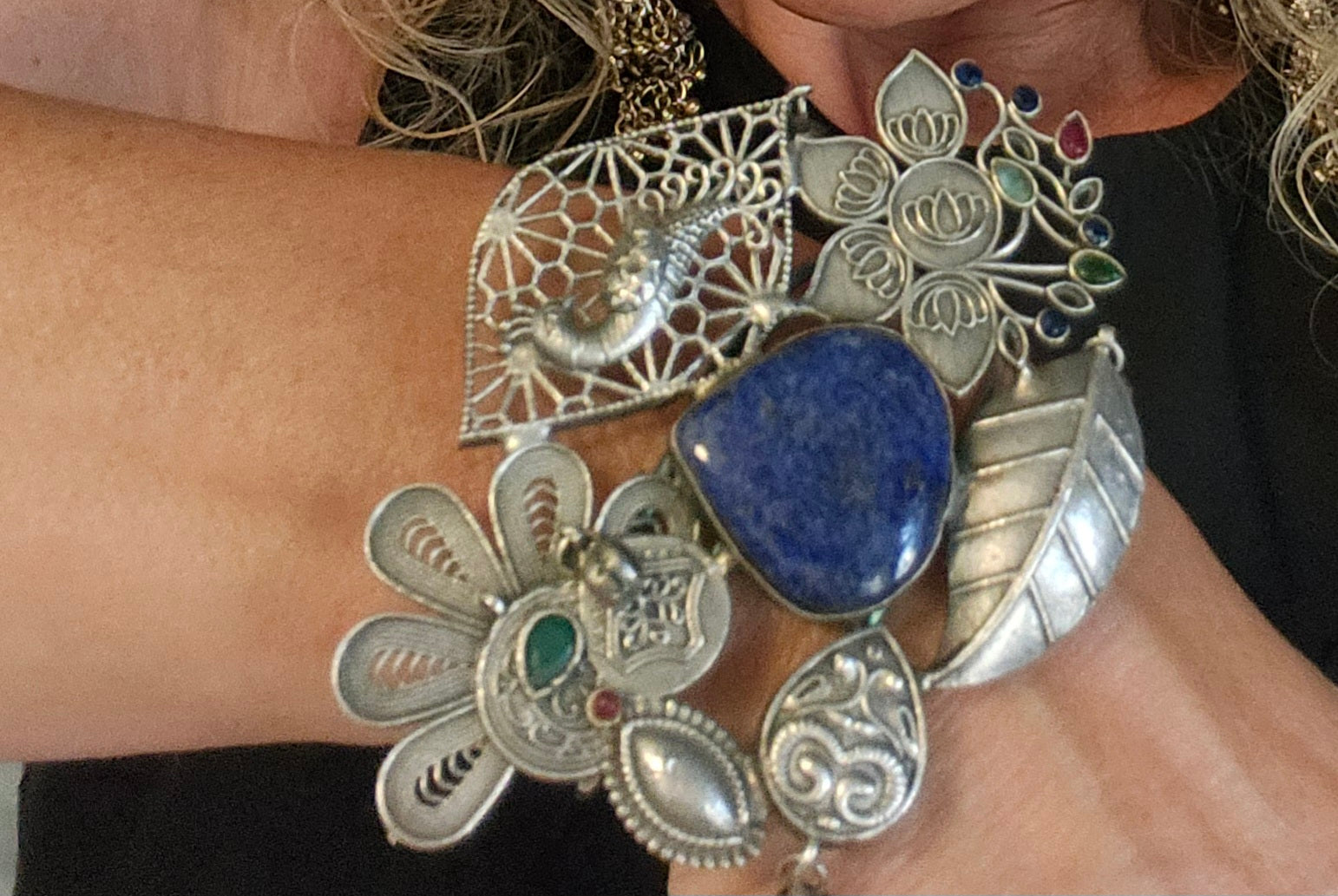Bangle Bracelet Blue Natural Stone