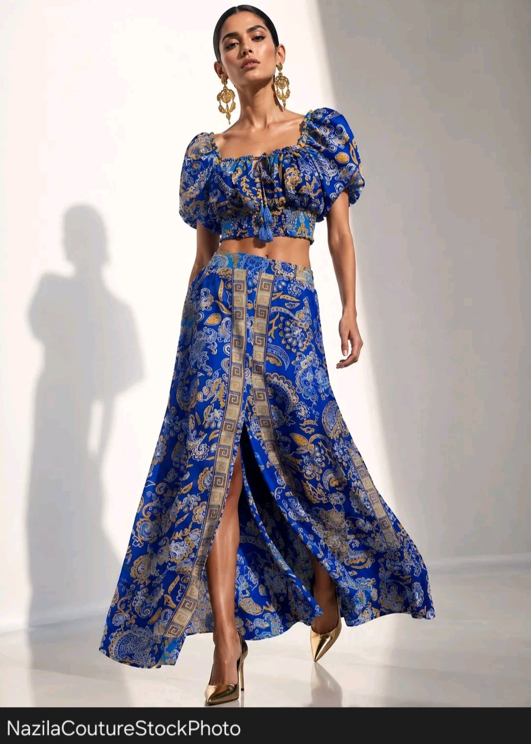 Blue Greek Skirt Set