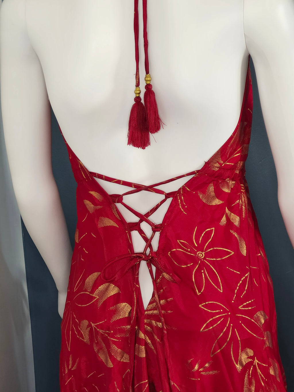 Dress Halter Lace-up Back