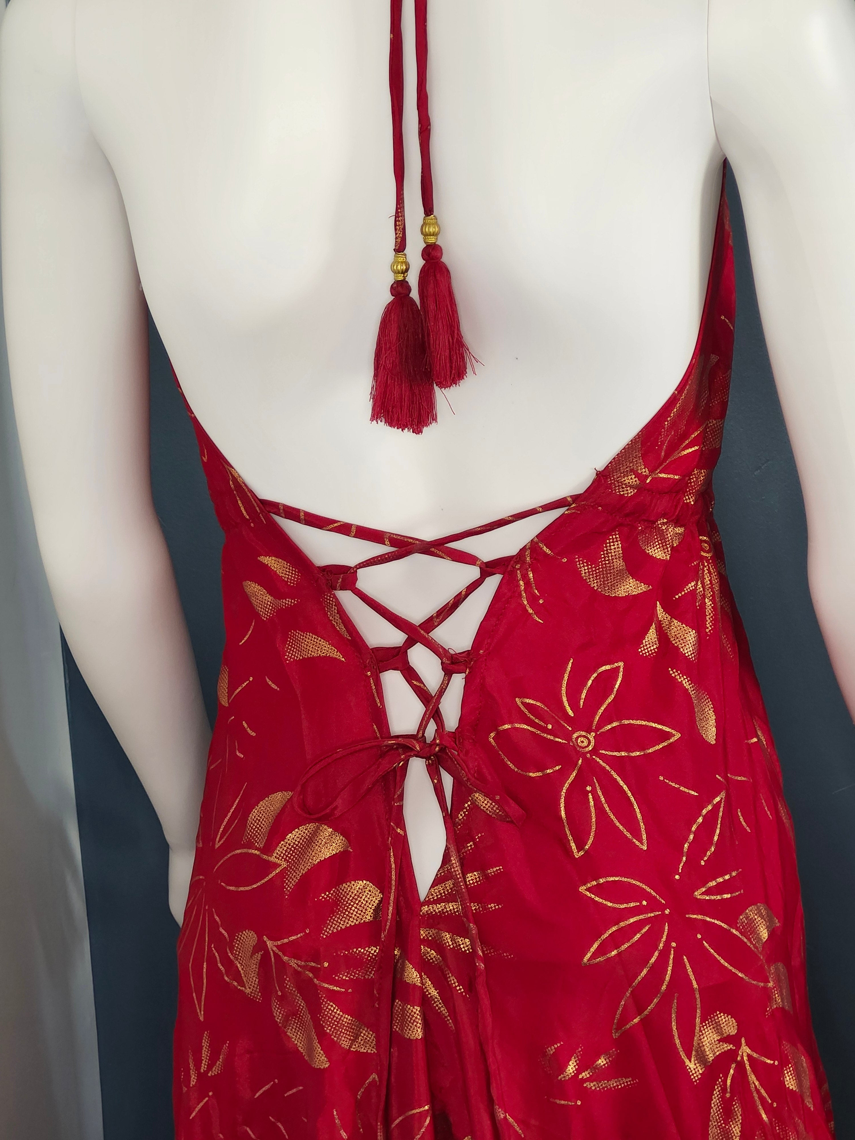 Dress Halter Lace-up Back